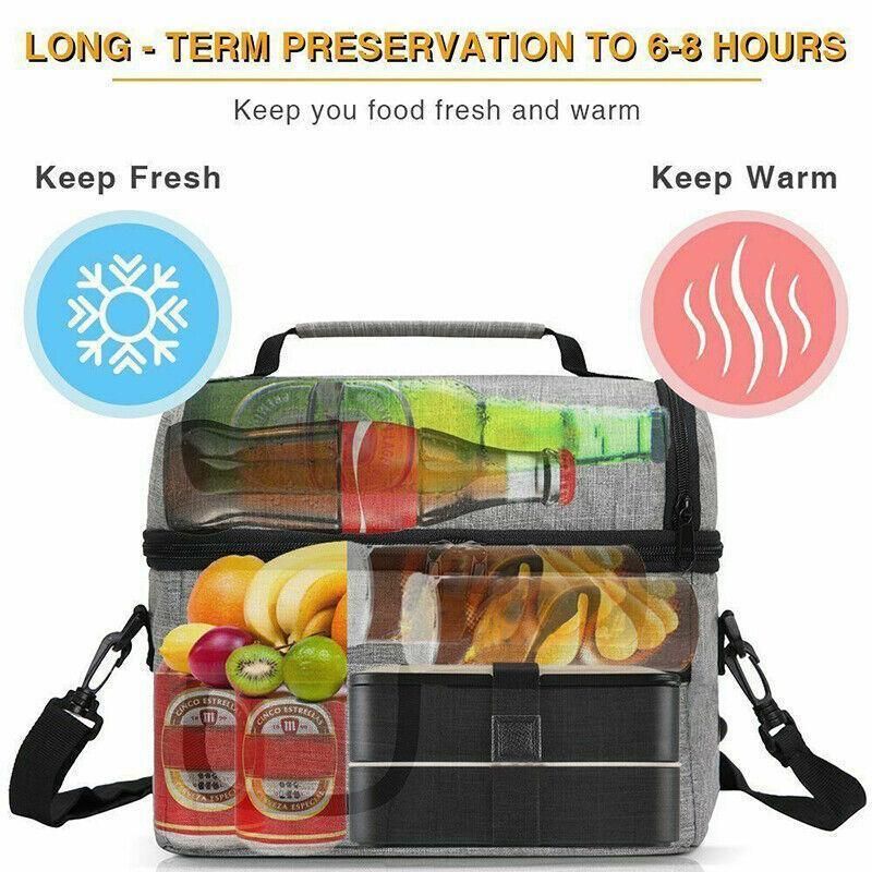 Insulated Lunch Bag Box Tote Cooler For Women Men Hot Cold Food Thermal - Red โ image 4