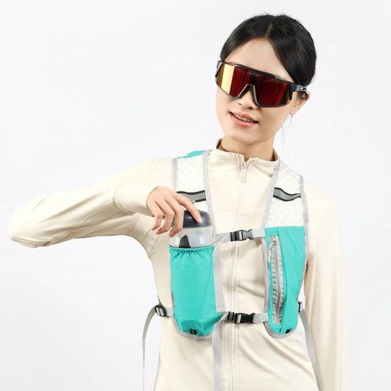 Reflective Running Hydration Vest With Phone Holder And Bladder Pocket, Turquoise Gray, 2 L — image 5
