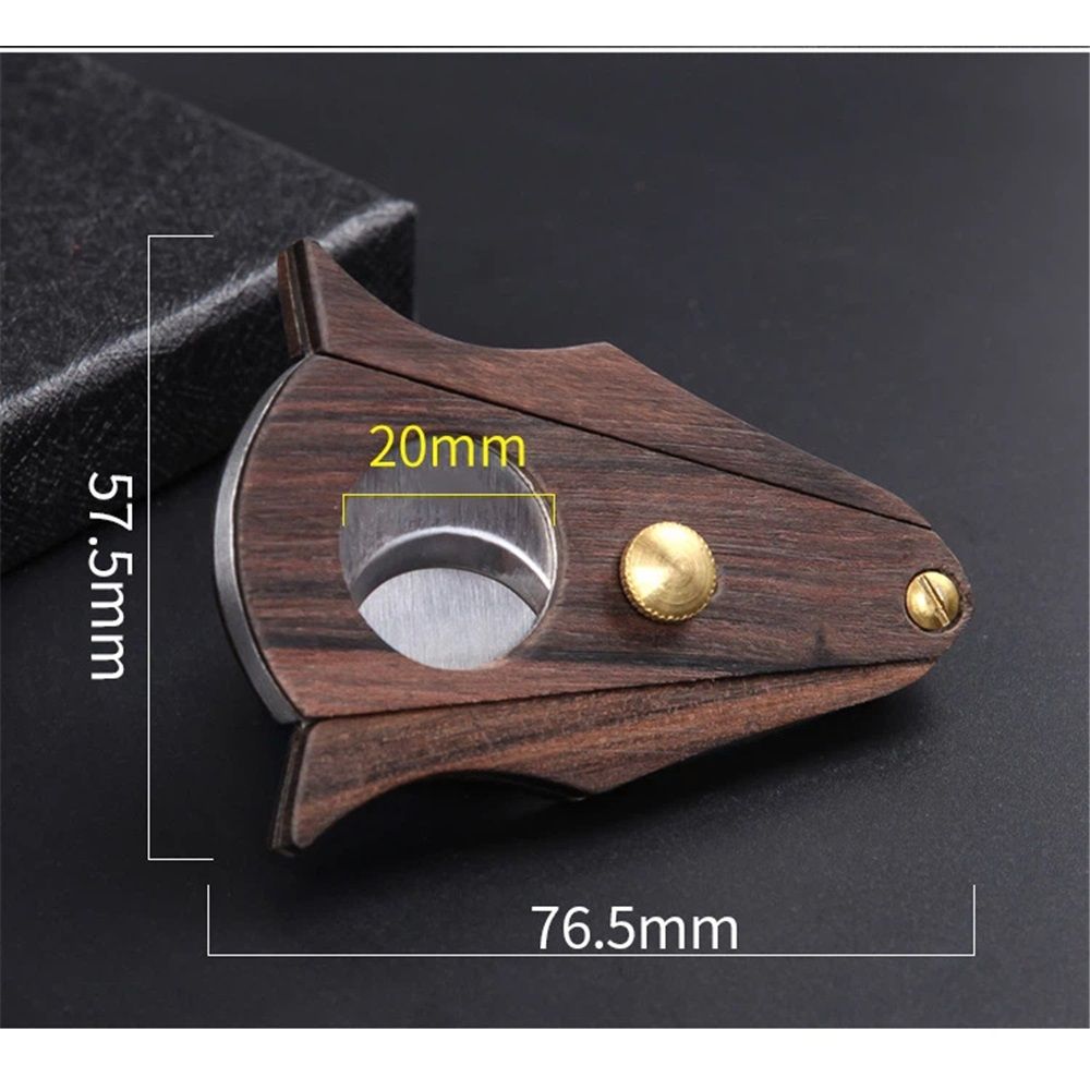 2 pcs Cigar Cutter Lock System Wood Stainless Steel Double Cut Blade Cigar Guillotine Cutter Bat Sandalwood Noodles — image 5