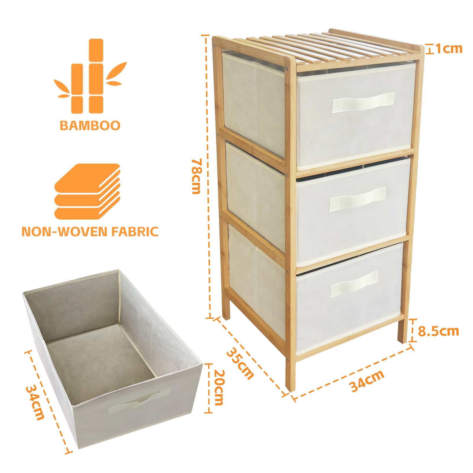 3 Drawer Bammboo Storage Chest — image 2