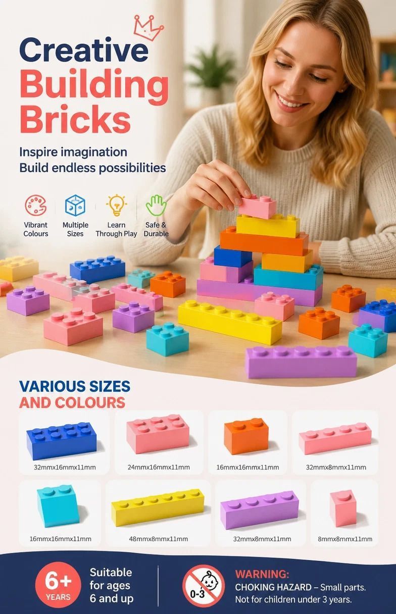 Lovely Mini Building Blocks DIY Puzzle Toy, 500pcs Plain Bag Girls Colours (Separater & Instruction Included) — image 2
