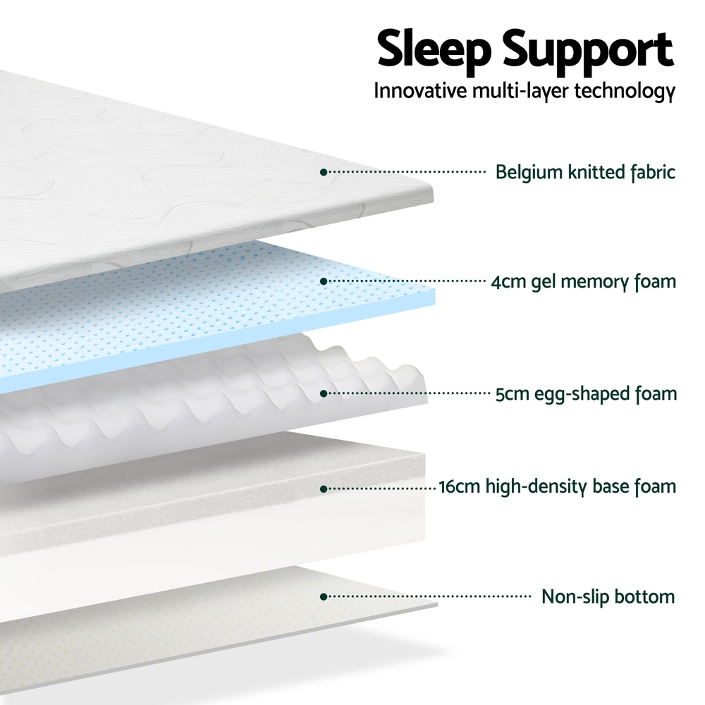 Giselle Bedding Memory Foam Mattress Bed Cool Gel Non Spring 25cm Single โ image 5