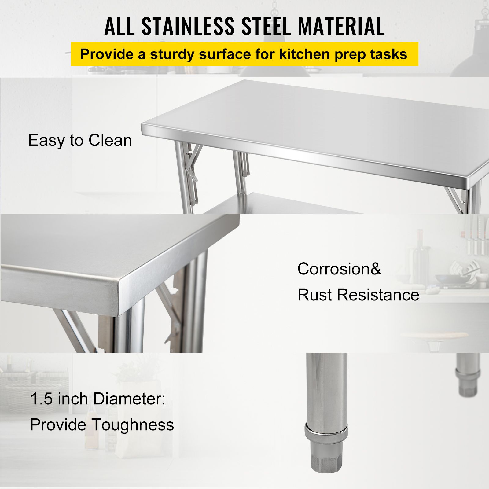 Commercial Worktable Workstation Folding Commercial Prep Table 1220 × 610 mm — image 3