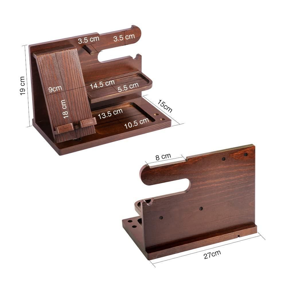 Wooden Mobile Phone Holder Desk Organizer Multifunctional Storage Shelf Stand โ image 3
