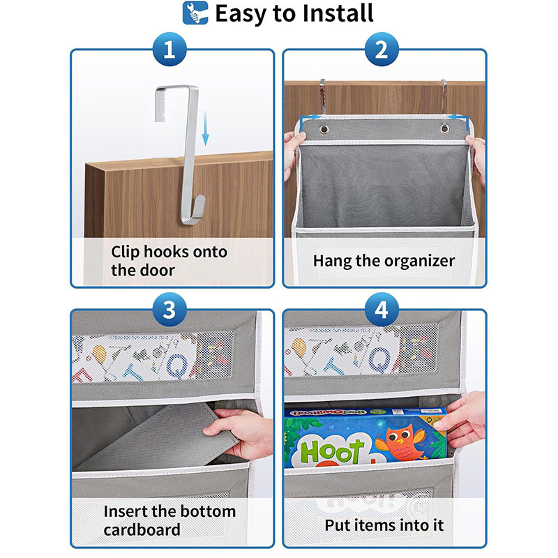 Wall-mounted Doll Rack with Hooks, Multi-functional Storage for Door Hanging, Black — image 4