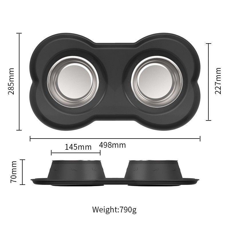 Anti Tip Stainless Steel Dog Bowl 2 in 3 Food Water Bowl — image 2