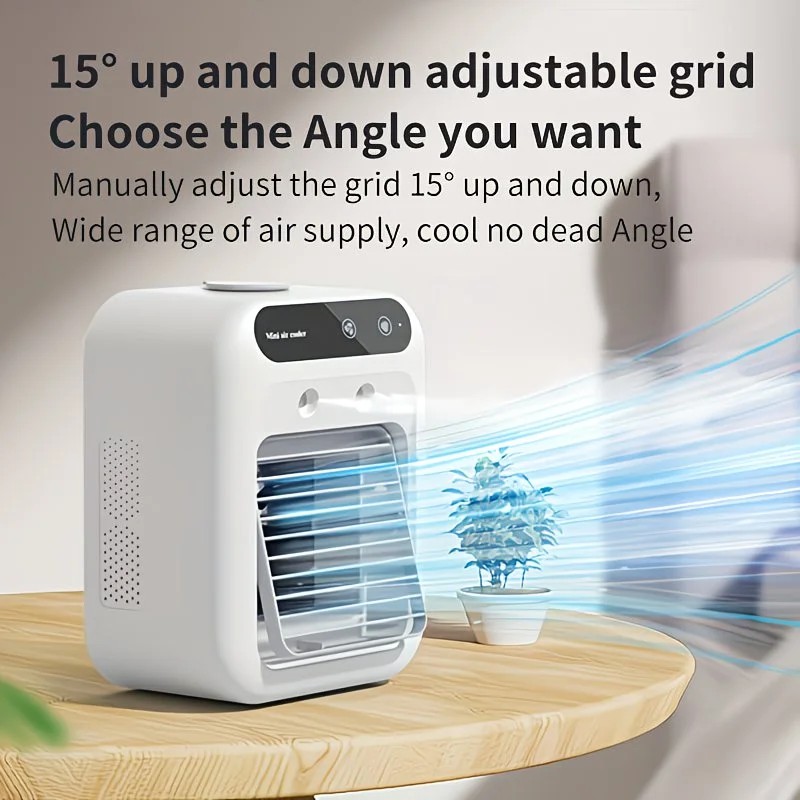 USB rechargeable mini air conditioning fan, supports USB/wireless charging. Features 3-speed wind, cooling, and humidification levels. Powered by a lithium — image 4