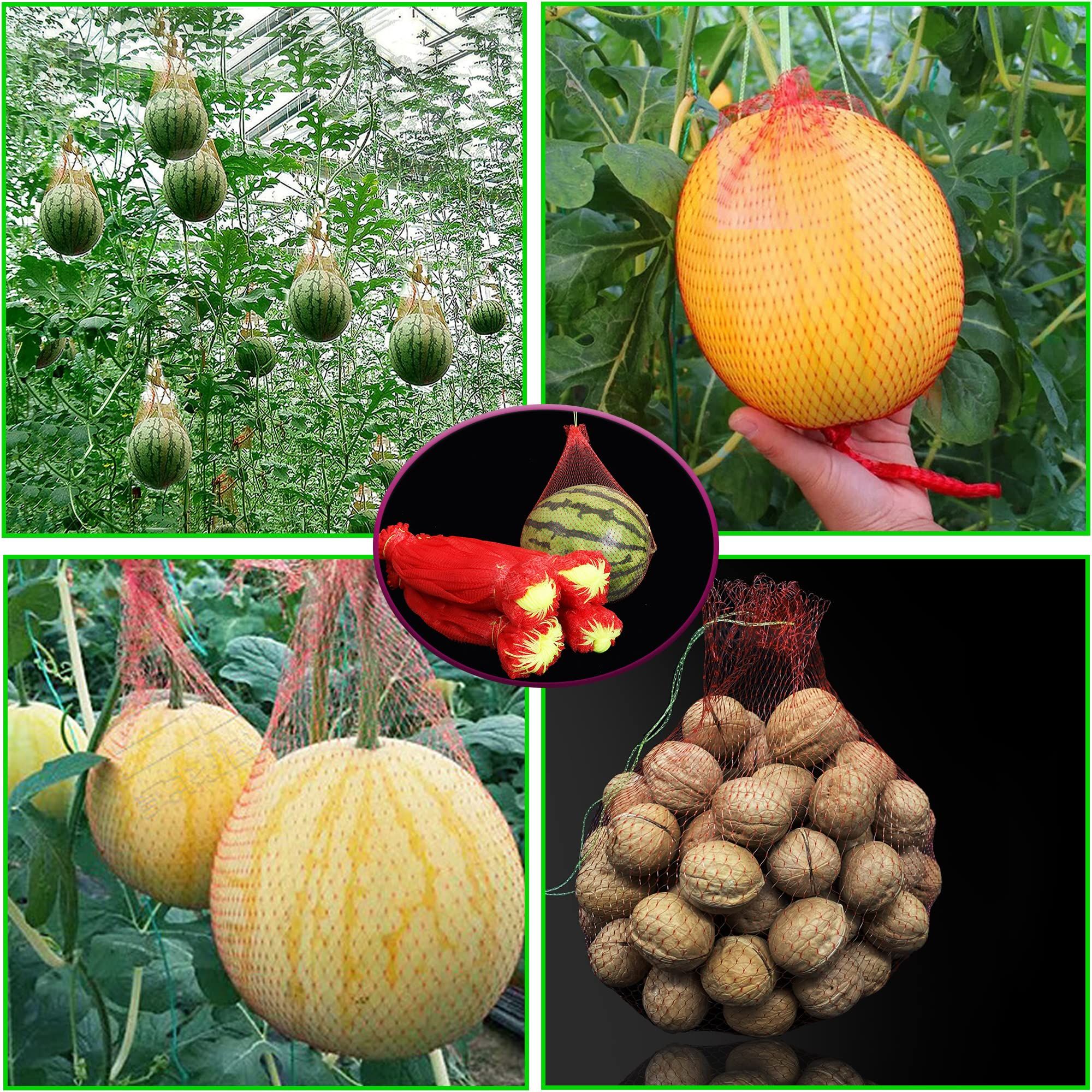 100 pc Thicken Melon Nets Watermelon Nets Melon Cradle Hanging Watermelon Nets Bags Melon Hammocks Fruit Mesh Bag with Drawstring — image 4