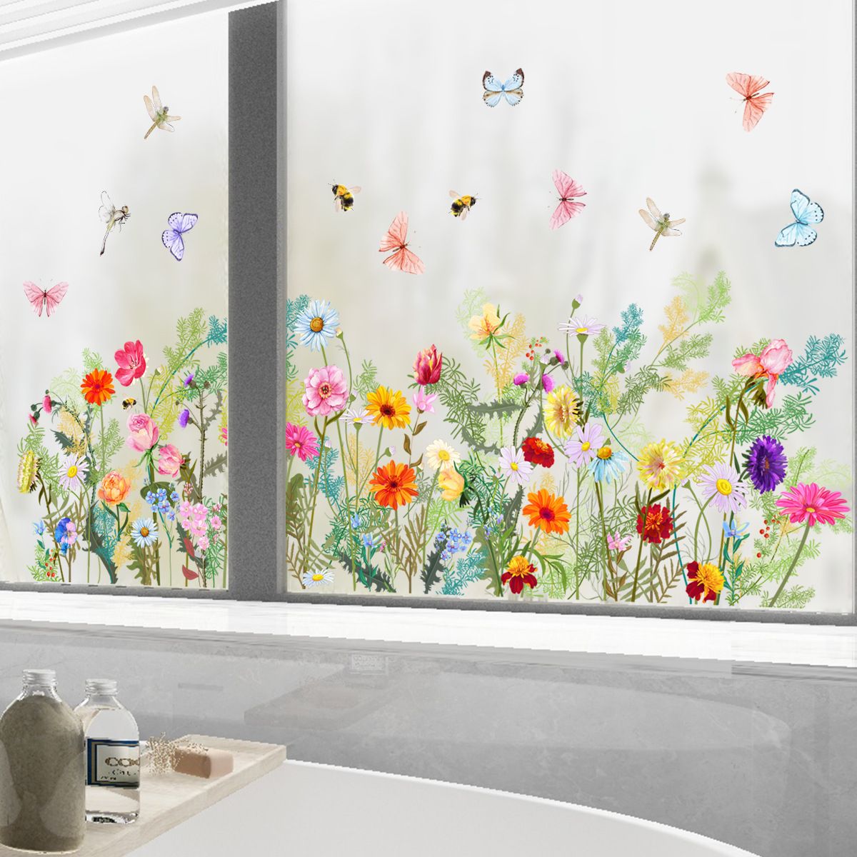 2pc Spring Window Clings Spring Decoration Summer Window Cling Double-Sided Reusable Anti-Collision Peel and Stick Removable — image 3