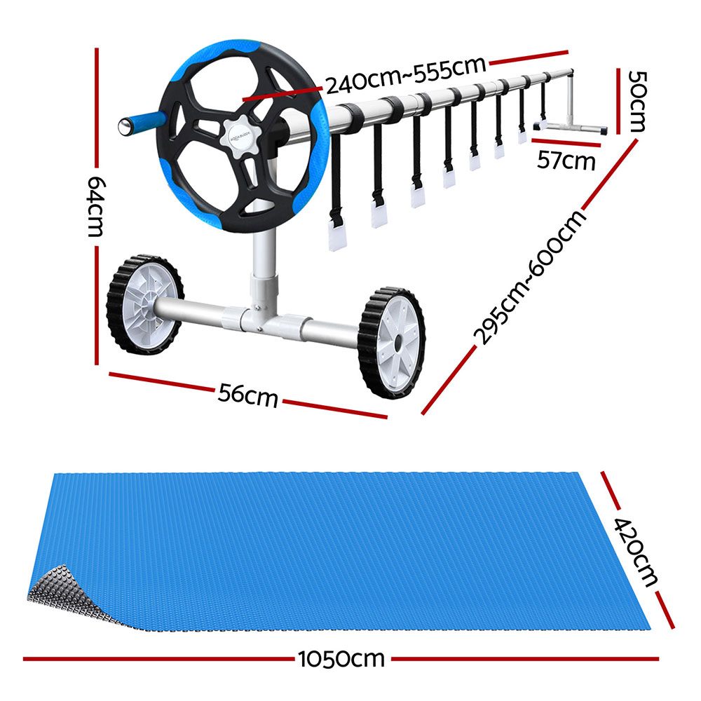 Aqua Buddy Pool Cover 600 Micron Solar Heat Blanket 10.5x4.2m w/ 5.55m Roller Blue โ image 2