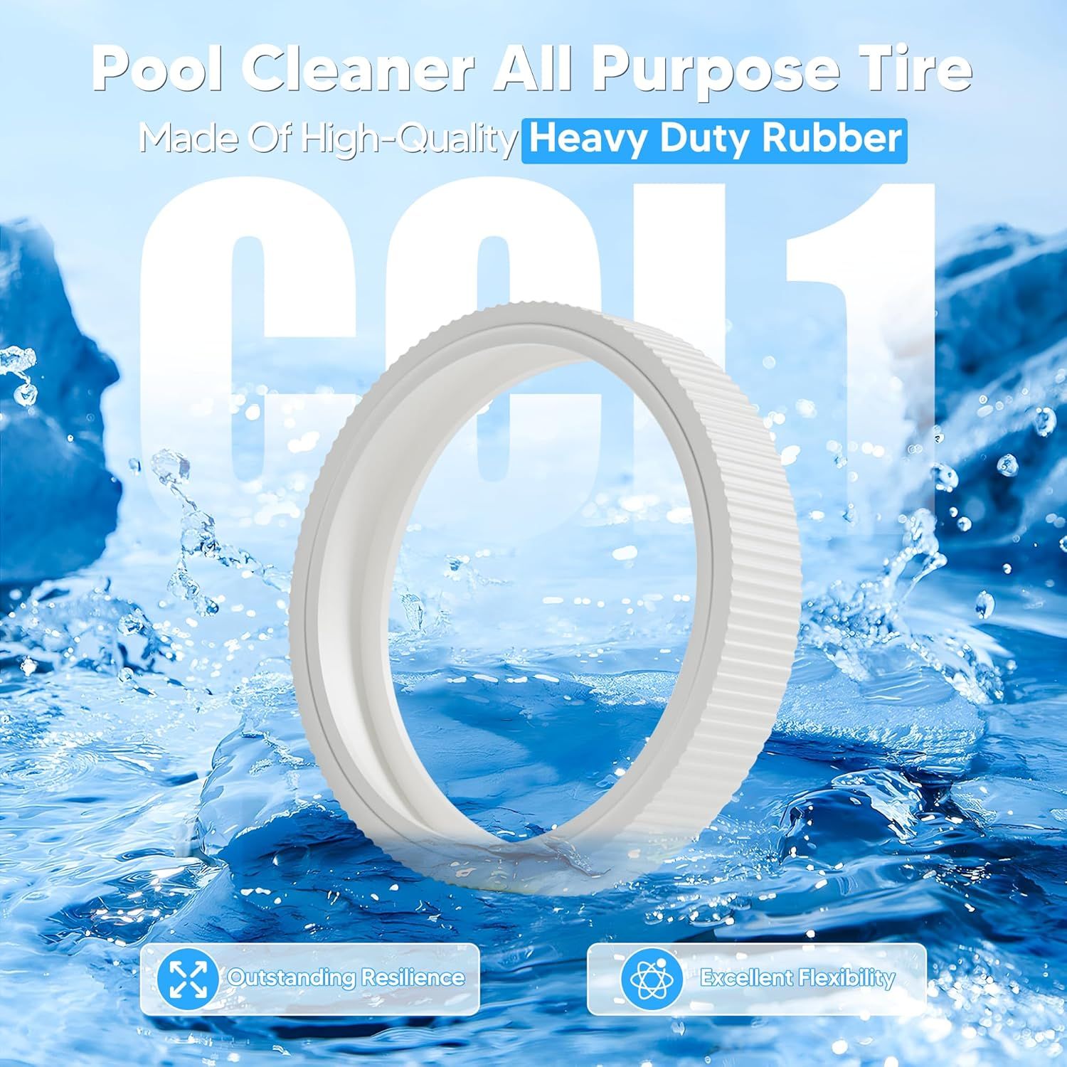 Upgraded Rubber Tire with Treads LLC1 Tire and 360007 Tire Replacement or Pentair Legend Pool Cleaner Wheel Rubber Tires Automatic Pool and Spa Cleaner (4 — image 2