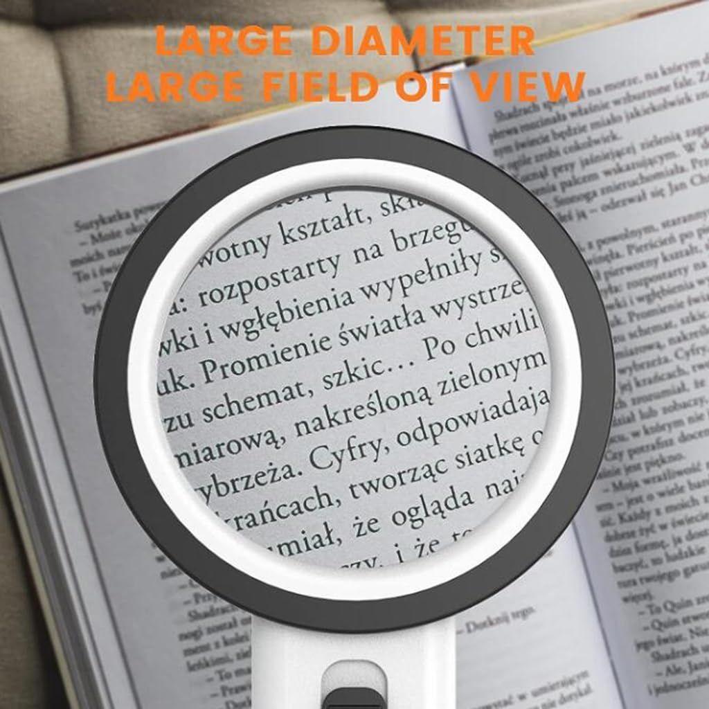 Magnifiers Magnifier with Light, 10x Handheld Magnifier, HD Illuminated Magnifying Glass for Seniors for Reading/Inspection — image 3