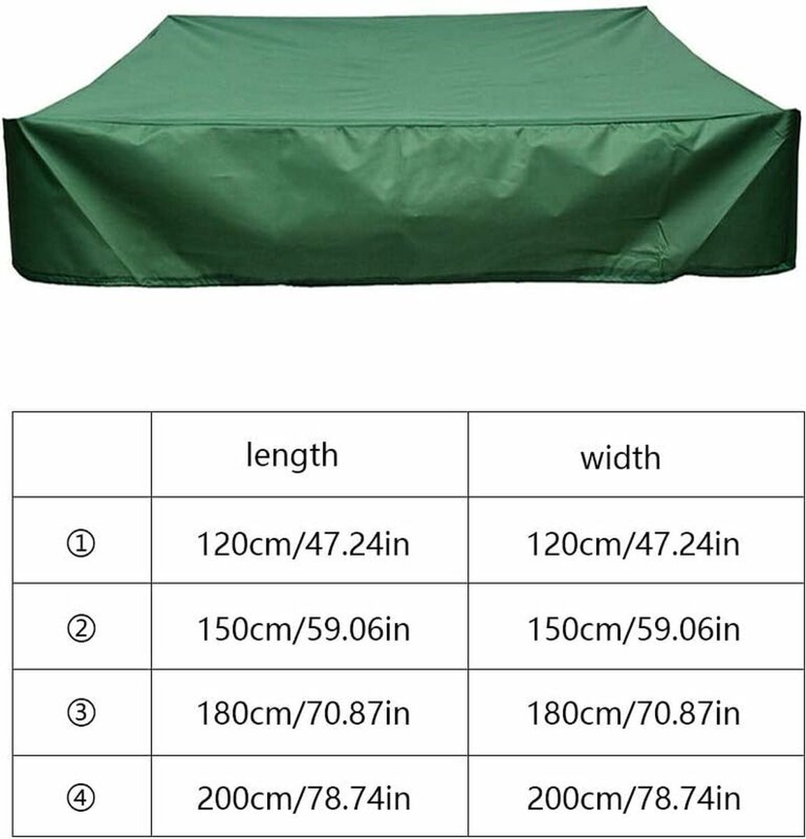 Waterproof sandpit cover - with drawstring - green - 120 x 20 cm - for sandpit, pool, patio, garden, square - Oxford cloth - waterproof, windproof — image 2