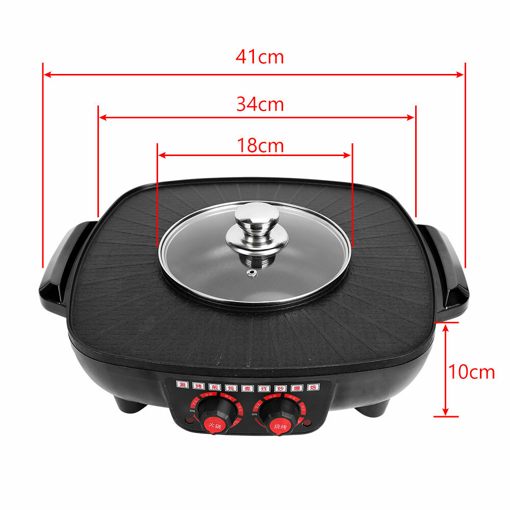 Electric 2 in 1 Hot Pot BBQ Oven Smokeless Barbecue Pan Grill Hotpot Machine — image 4