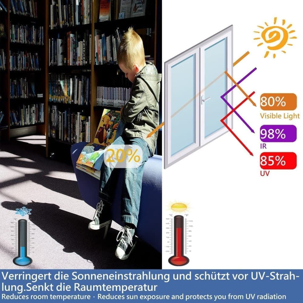 Mirror Reflective Self-Adhesive Window Film for Sun Protection UV Blocking and Privacy, Silver, 50cmx2m — image 4