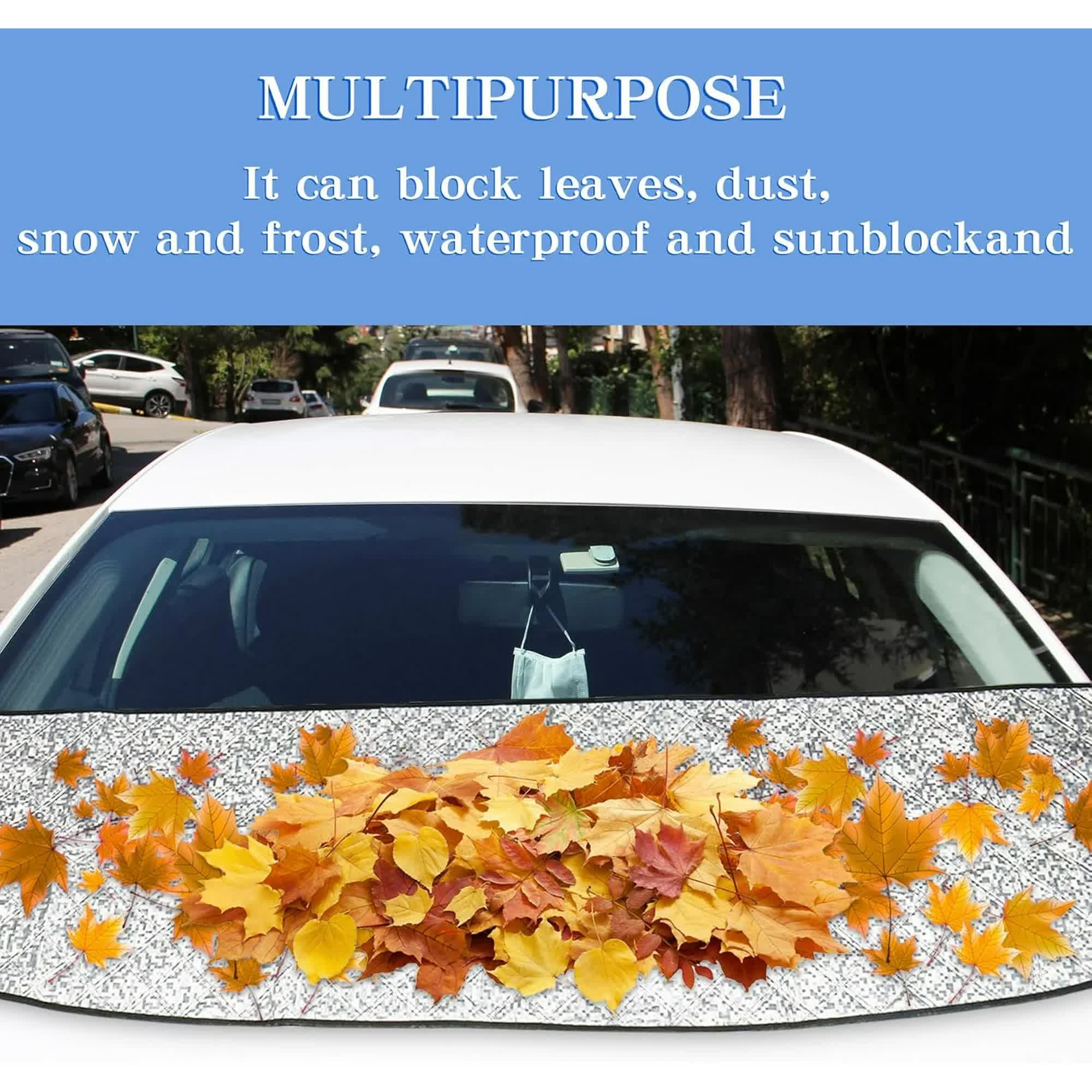 Car Front Windshield Cover Shade, 66.9"×17.7" Windshield Snow Cover for Fallen Leaf Dust and Snow, Universal Windshield Protector for All Seasons(Silver) — image 3