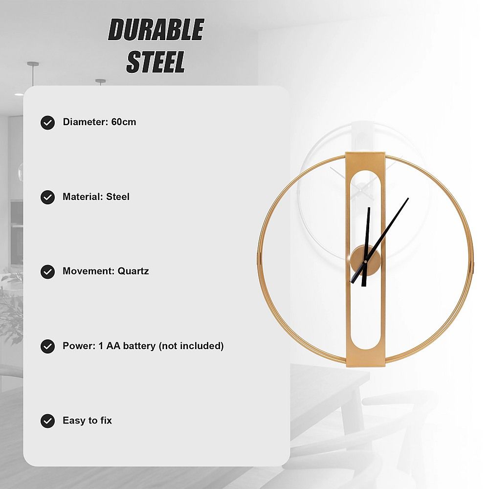 Gold Clover Metal Wall Clock — image 4