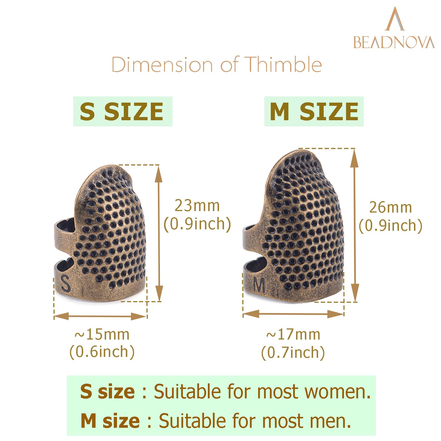 Thimbles for Hand Sewing Thimble Finger Protectors for Sewing Accessories and Tools Thimbles for Hand Quilting Knitting Hand Embroidery Sewing Finger Protector — image 2