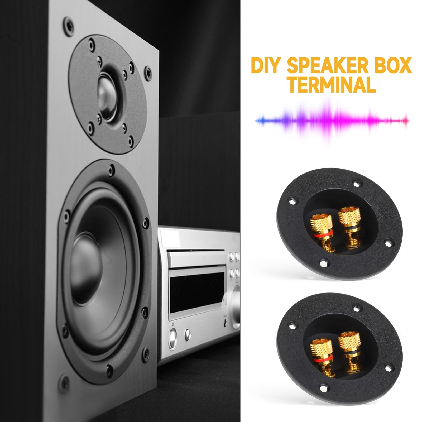 2PCS Round 2-Way Speaker Box Terminal Cup Binding Post, Power Speaker Screw-in Terminal Plates, Subwoofer Box Terminal — image 5