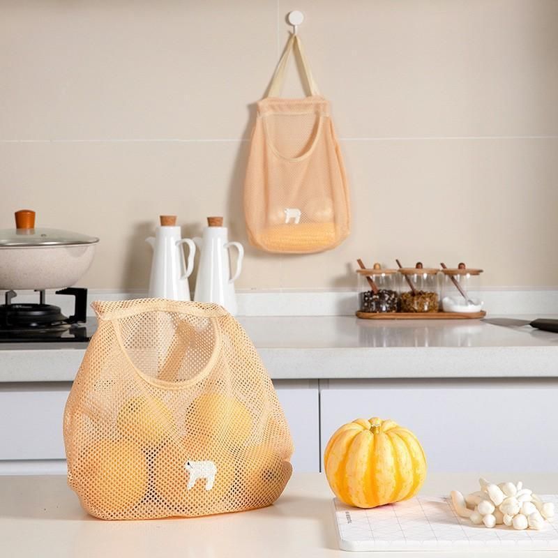 Vegetable Onion Potato Hanging Bag Kitchen Garlic Ginger Mesh Storage Bag - Dark Blue — image 5