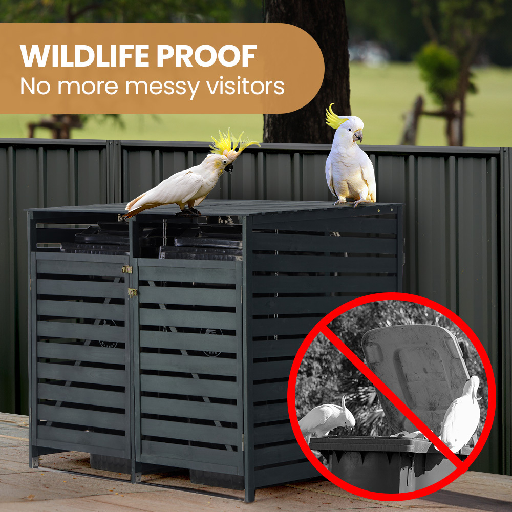 PlantCraft Double Wood Wheelie Bins Storage Shed, 2 Door Garbage Rubbish Bin Enclosure โ image 5