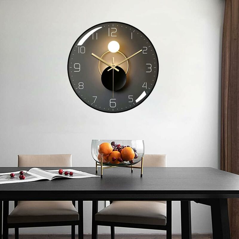 Modern Silent Wall Clock, 30Cm Diameter ROund Digital Quartz Wall Clock, Suitable For Living ROom, Office, Bedroom — image 4