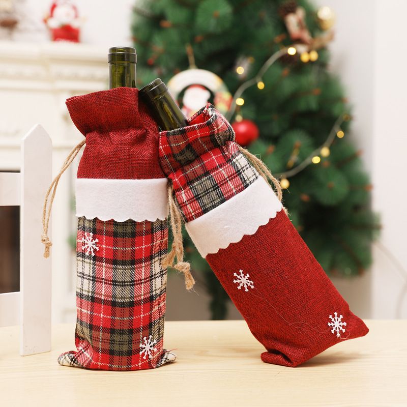 Christmas wine bottle scarf cover with hat decoration Christmas wine bottle cover gift bag — image 5