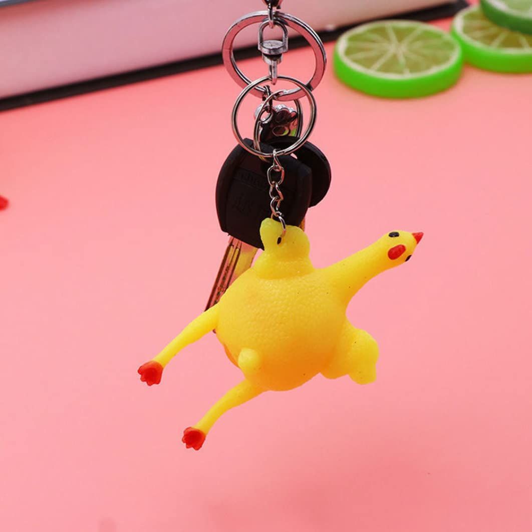 Squeeze Chicken Toy Laying Hen Egg Toy Kids Tricky Funny GadgetsKeyring Stress Relief Toy Novelty Chick Keychain Ornaments — image 3