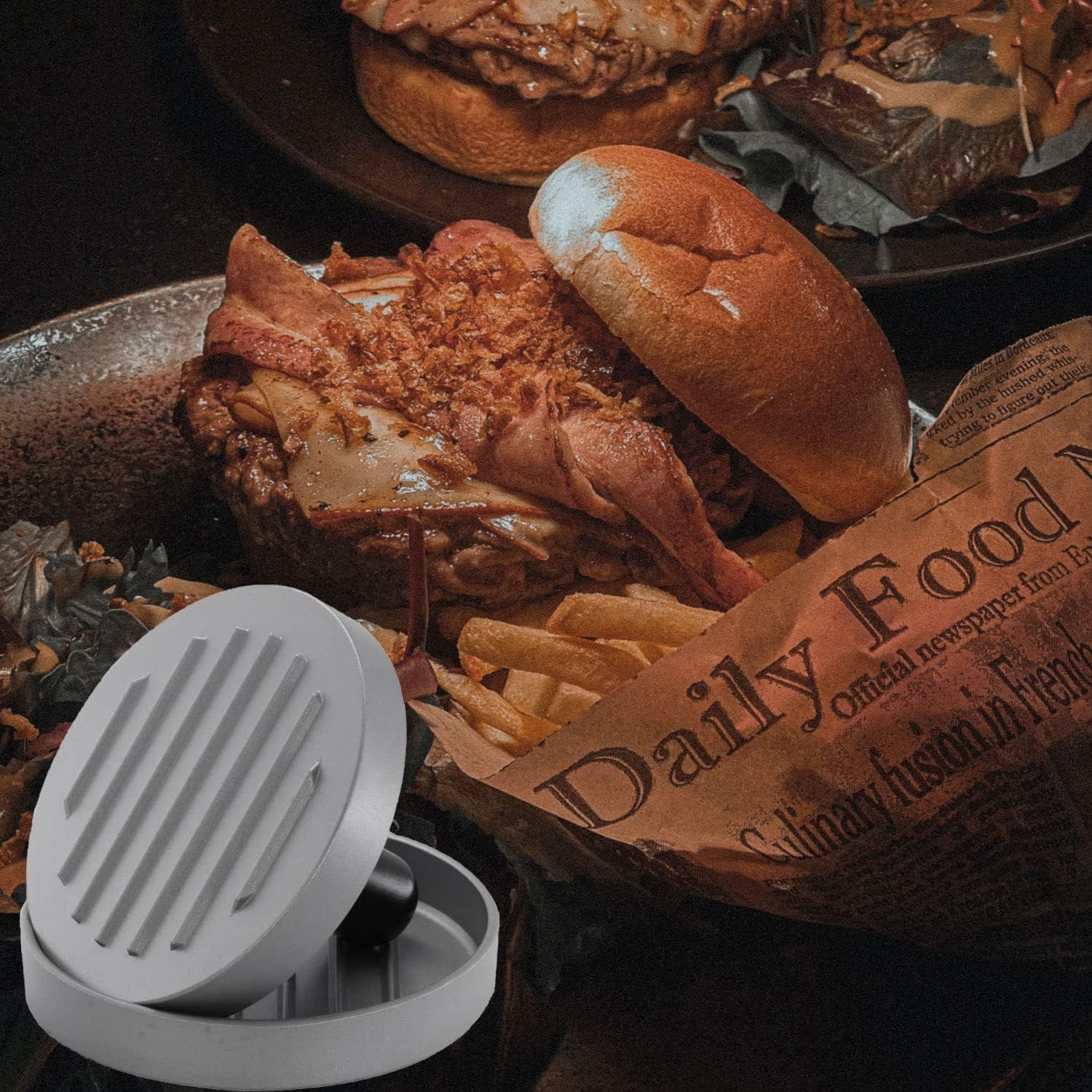 100 Patty Papers Set Grill Press Non-Stick Hamburger Mold with Free Wax Patty Paper Sheets Meat Beef Cheese Veggie Burger(11.7cm) — image 4