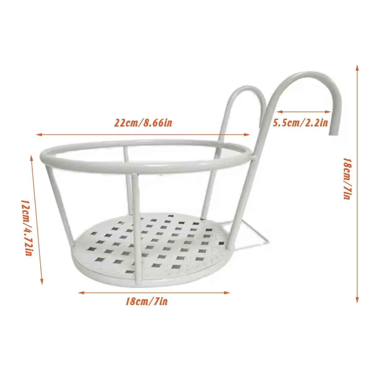 Iron Balcony Flower Rack Hanging Pot Hanger Railings Planter Rack Outdoor Garden โ image 3