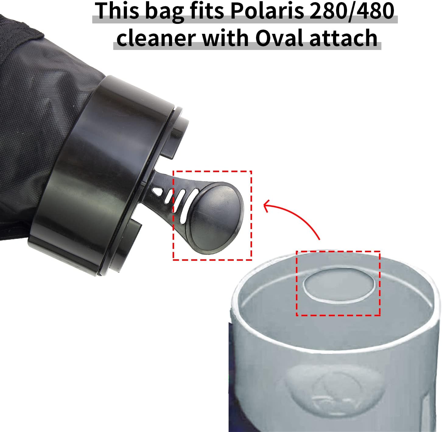 Black Nylon Mesh Pool Cleaner Bags,All Purpose Filter Bag K13 K16 with Zipper Replacement for Polaris 280 and 480 Pool Cleaner(2 Pack) โ image 2