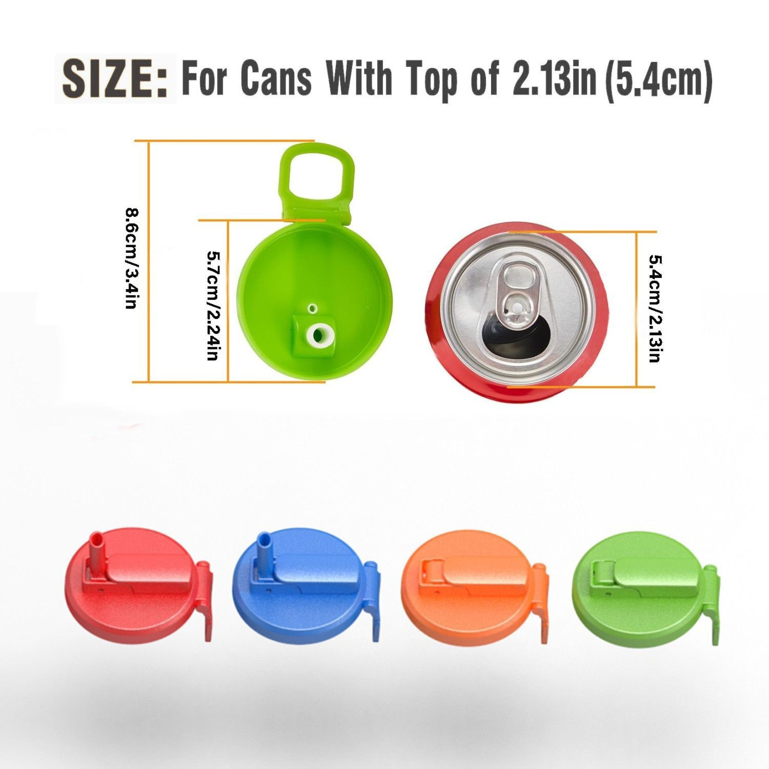 Green Reusable Soda Can Lid with Straw and Carrying Handle - Spill-Proof Plastic Can Cover for Standard 2.13 Inch Cans, Portable Beverage Protector with โ image 3