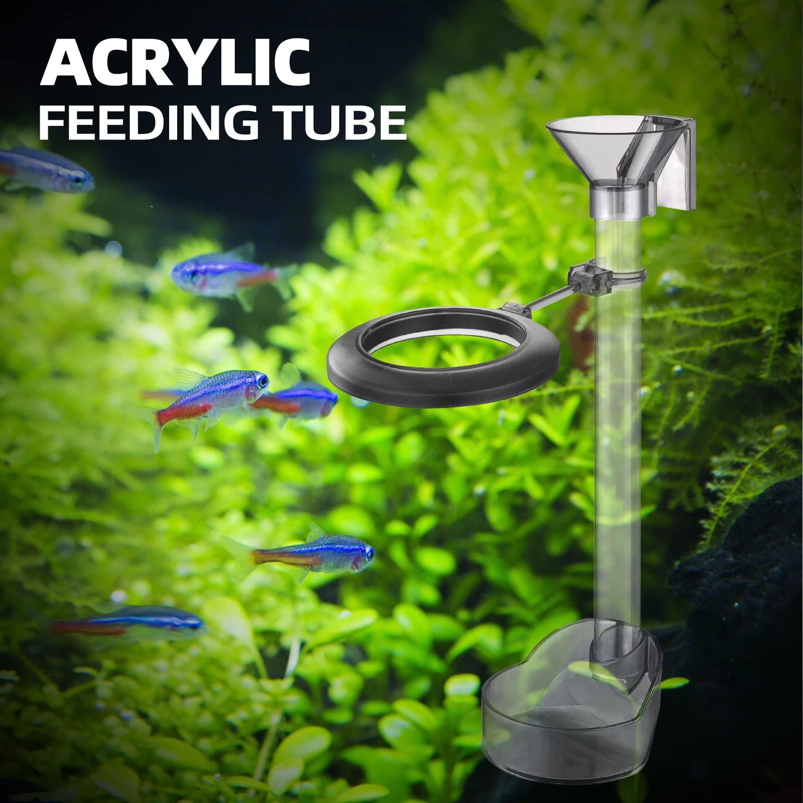 Shrimp Feeding Dish Set, Aquarium Fish Feeder Tube Kit Clear Durable Fish Shrimp Feeding Tube with Feeding Ring — image 4