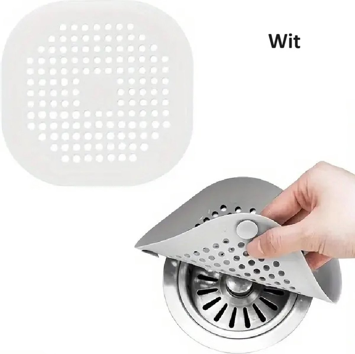 Luxury Shower Drain Mat with Suction Cups | Sink Filter | Drain Plug | Small Drain | Shower Tray | Hair Stopper | 14 CM Diameter | Silicone | White