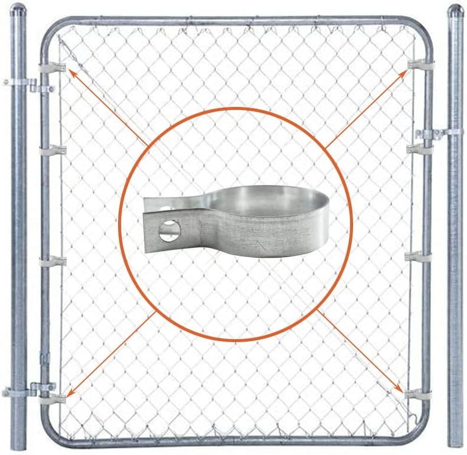 16 Pcs Brace Bands Chain Link Fence, Galvanized Steel Chain Link Brace Band Use for 1-7/8" Outside Diameter Post/Pipe, Gate, Fences Panels Silver — image 3