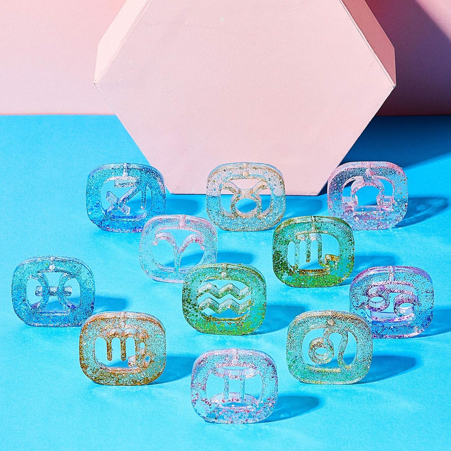 3 Pieces Zodiac Signs Keychain Resin Molds Silicone with Hole Constellation Sign Pendant Silicone Epoxy UV Resin Mold for DIY Keychain Pendant Jewelry Making — image 4