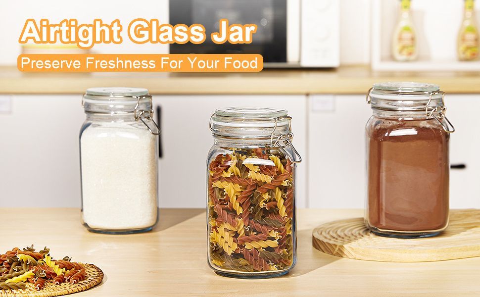 sealable jars - Clear - Size 2pcs-1000ml — image 6
