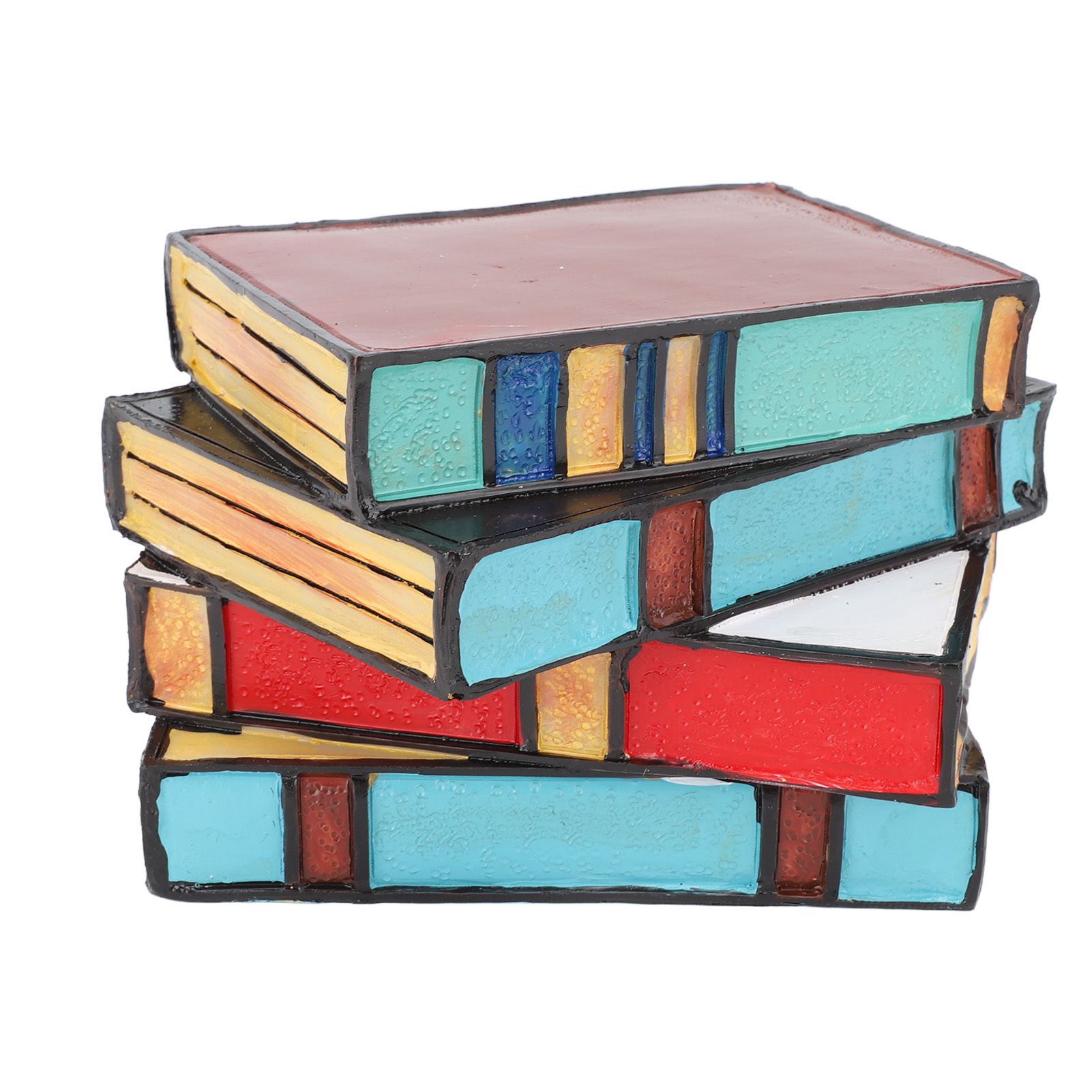 Stained Stacked Books Lamp Resin Handmade Vintage Warm Light Reading Nook Lighting Table Lamp ForNightstand Desk Decoration โ image 5