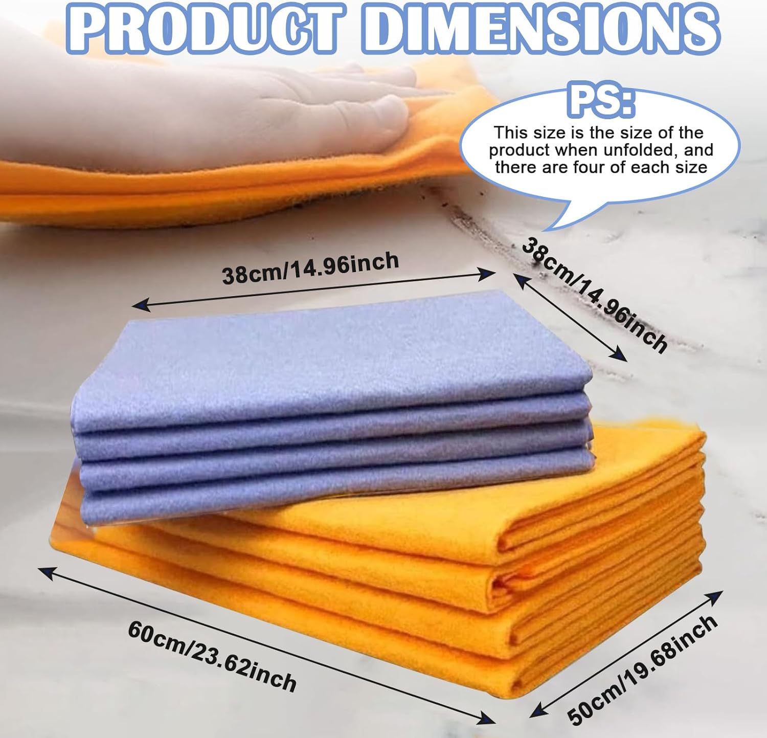 Ultra-Absorbent Miracle Cleaning Shammy, Super Absorbent Cleaning Cloth Multi-Purpose Non-Woven Cleaning Towels for Home Kitchen Bathroom Car Pet Stains(8 — image 2