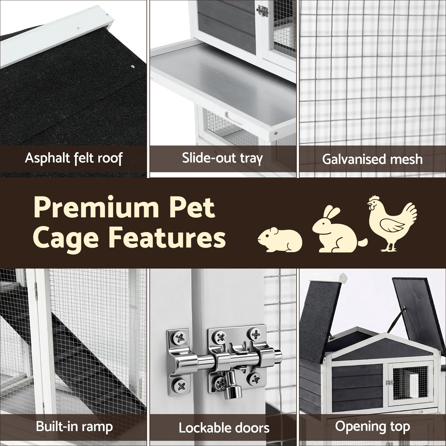 i. Pet Chicken Coop Rabbit Hutch Extra Large Wooden Run Cage House With Run Cage — image 6