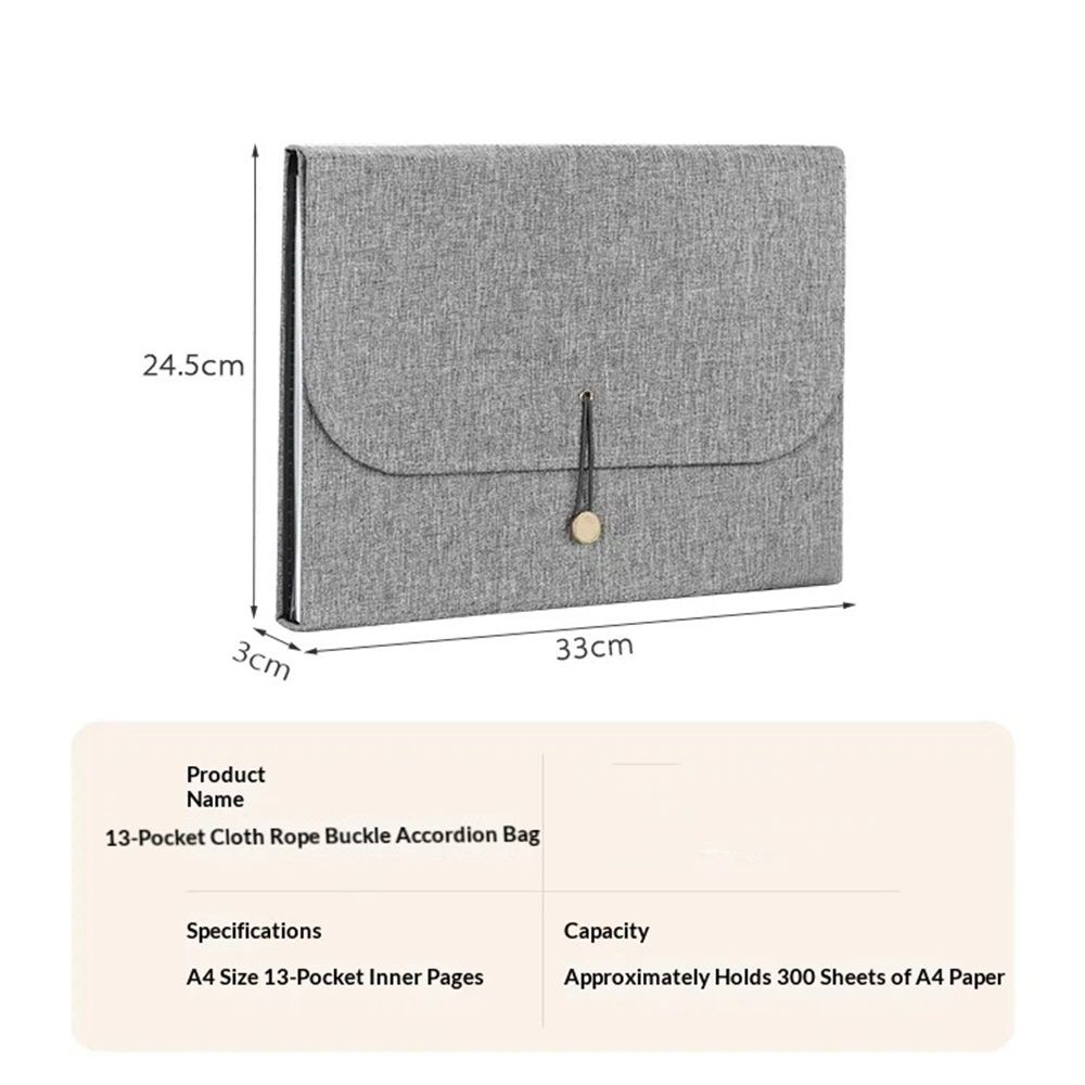 Vintage Fashion Expandable File Folder, Letter Size, 13 Pockets,Expanding File Folder Document Organizer A4 Indexed File Case, grey — image 3