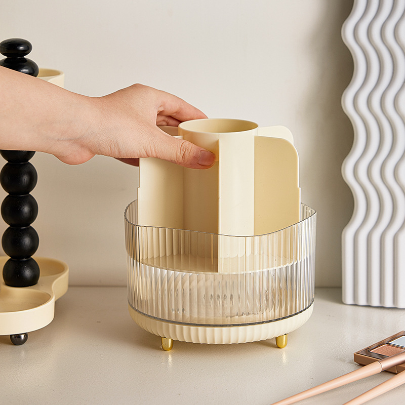 2 PCS Green Rotating Makeup Brush Organizer with Dustproof Cover - 360° Swivel Cosmetic Holder for Brushes, Lipsticks, Eyeliners, and More — image 4