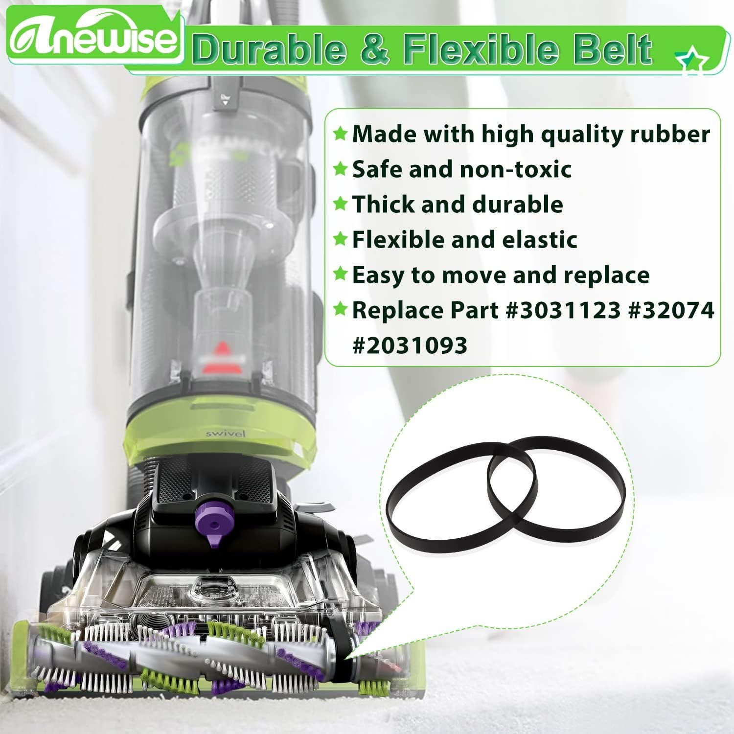 ilter and Belt Replacement or Bissell 2258 2492 2252 2254 2489 2486 2260 or Cleanview Powerliter Swivel Rewind Pet Vacuum Cleaner, 2+4 Pack, Compare to Part โ image 4