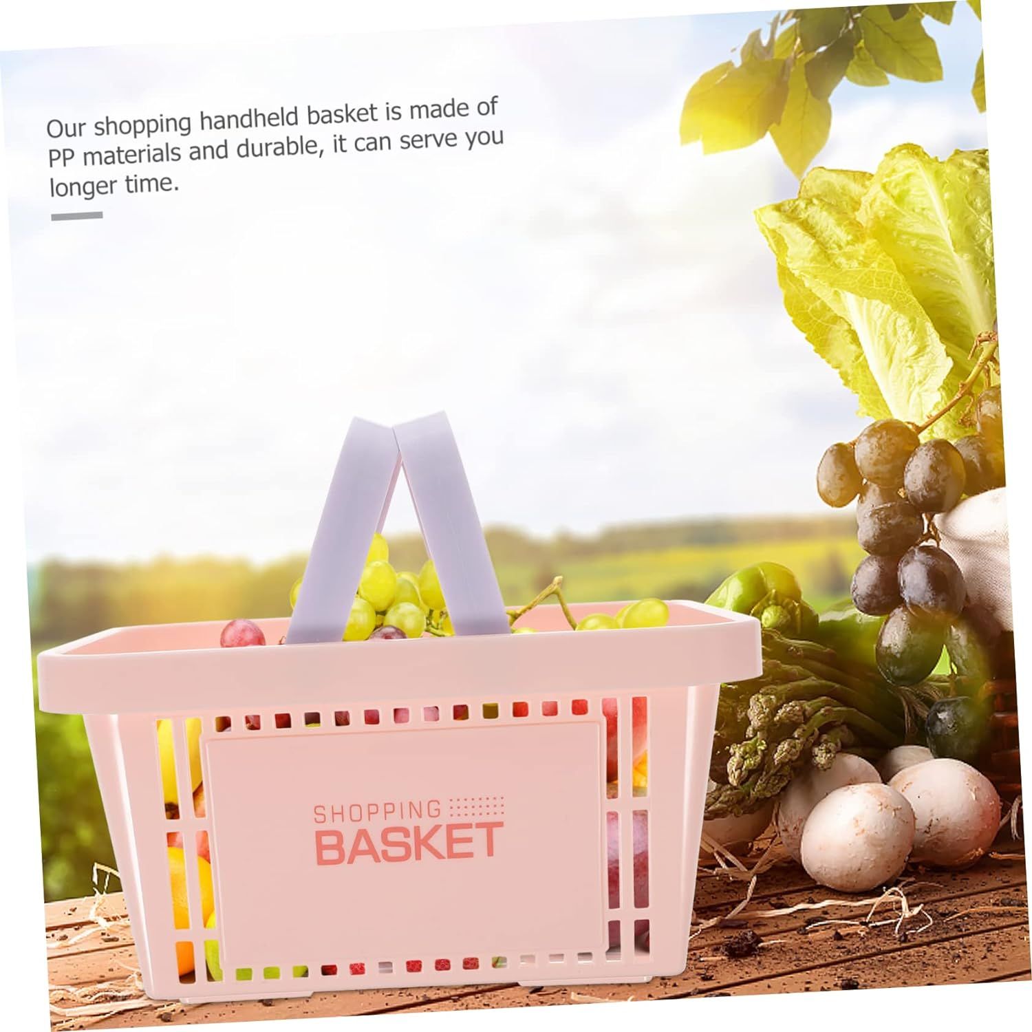 Spa Plastic Storage Shower Basket with Handle for Bathroom, Health, Cosmetics, Hair Supplies and Beauty Products, Small — image 2