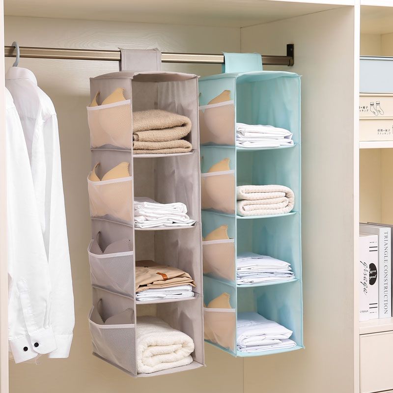 Hanging Closet Organizer and Storage 4-Shelf Shelves Wardrobe Clothes Organization Closets Shelf Multi-layer (3pcs) — image 5