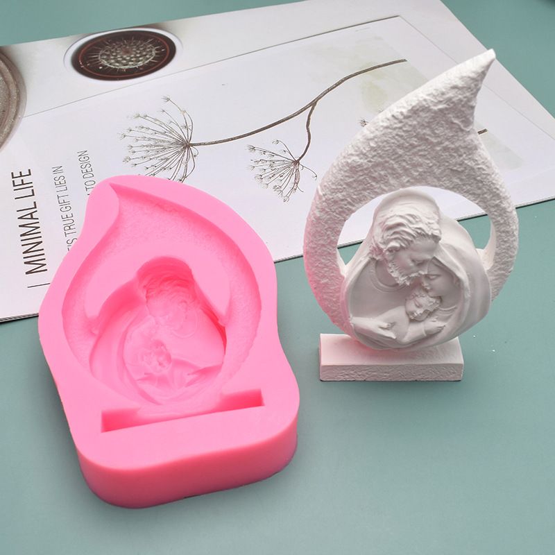 Jesus The Virgin and The Child Shape Car Freshie Silicone Mold for Making Soap Aroma Beads Car Freshie, Pendant, Candle,Decoration — image 2