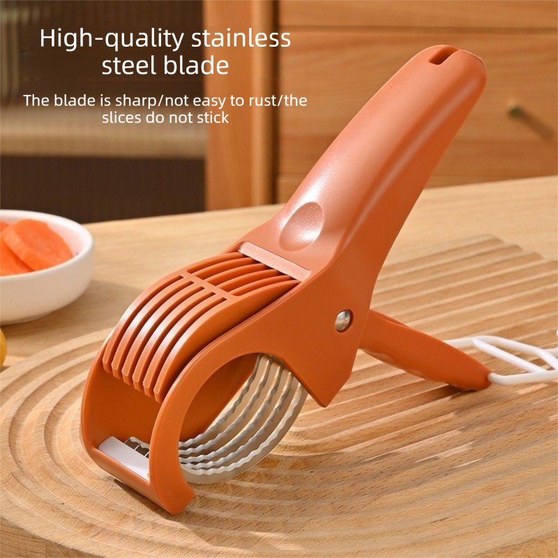 Green Multifunctional Fruit and Vegetable Slicer - Stainless Steel Blades, ABS Handle - One-Press Uniform Slicing for Banana, Cucumber, Ham, Kitchen โ image 4