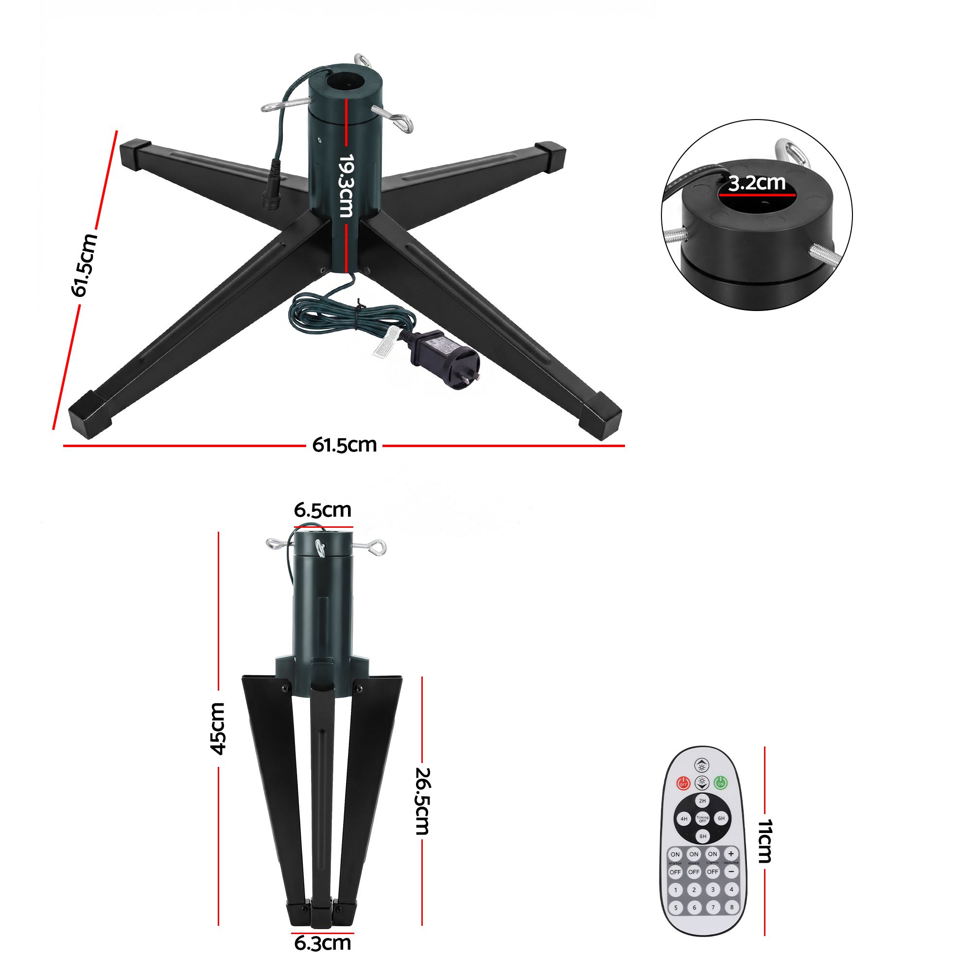 Jingle Jollys Christmas Tree Stand 360° Rotating for Xmas Tree Up to 2.7M with Remote Control — image 2