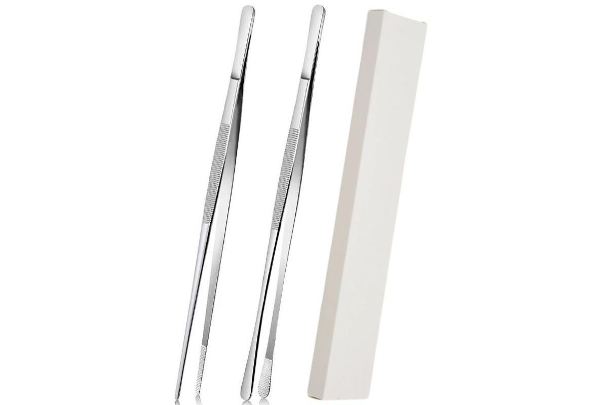 2 Pack 30cm BBQ Tongs Stainless Steel Round and Straight Head for Grilling Cooking - Silver โ image 6