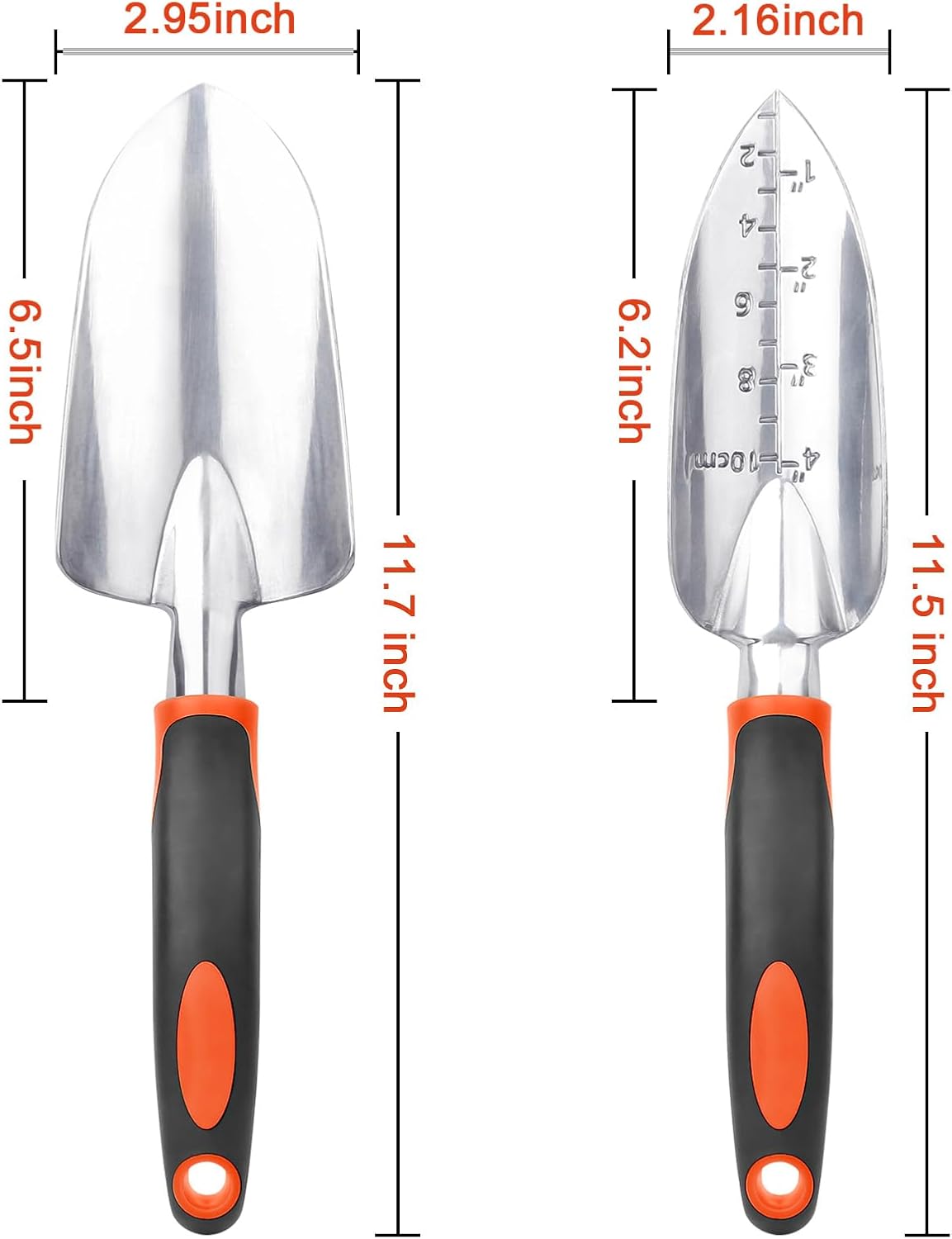 Garden Shovel Trowel Garden Tool Set, 2 Pack Heavy Duty Gardening Tools Set Include Wide Garden Trowel, Hand Shovel with Measurement Mark, Small Shovels for โ image 2